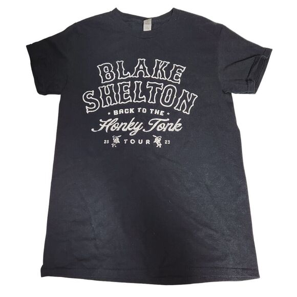 Blake Shelton Women Sz S Short Sleeve T Shirt Back to the Honkey Tonk Tour Black - Picture 1 of 6